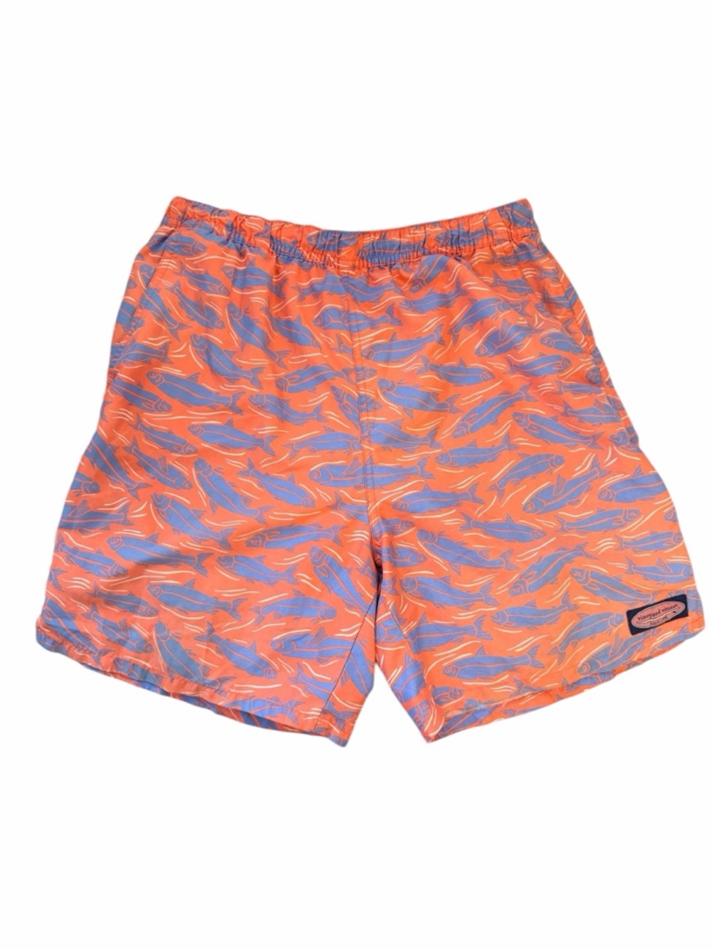 Vineyard Vines Fish Print Swim Trunks Coral Blue Men’s XL